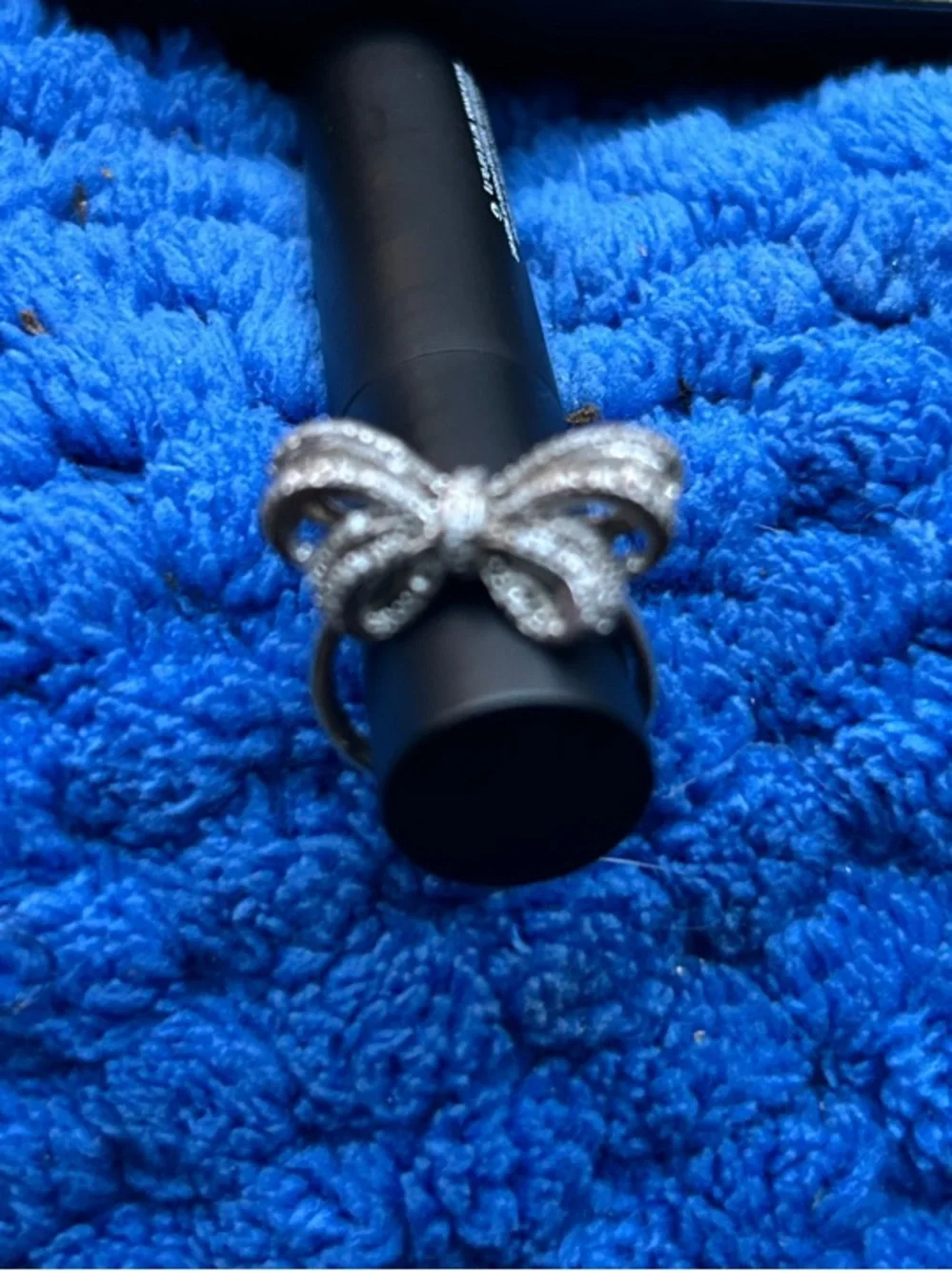Diamond & Silver Double Bow Ring Women Size 6